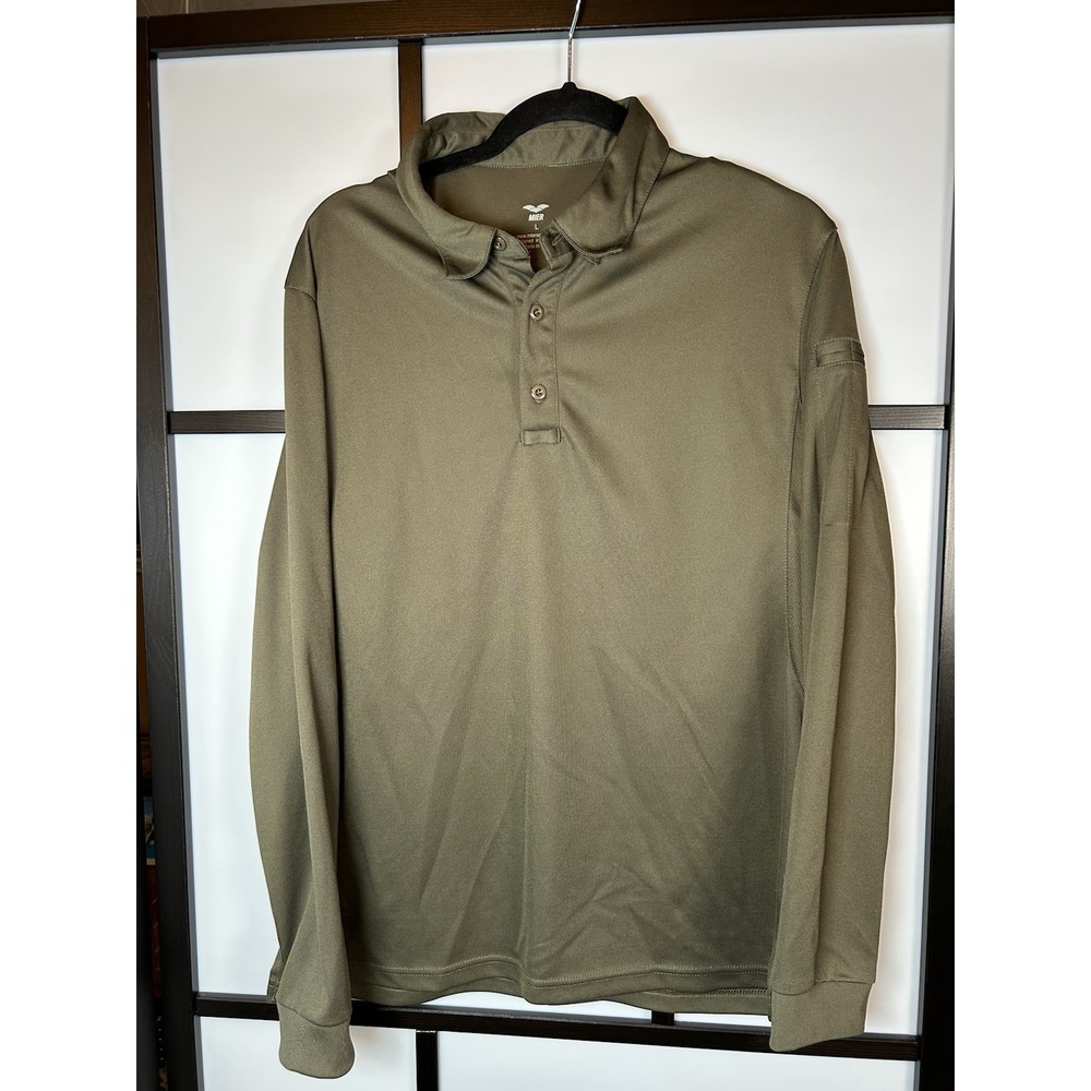 MIER ‎ Long Sleeve Polo Outdoor Shirt Mens Large Camo Green